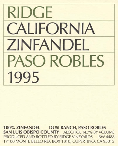 1995 Paso Robles Zinfandel