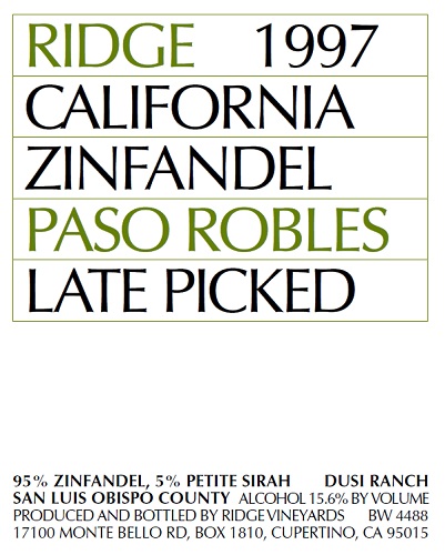 1997 Paso Robles Zinfandel