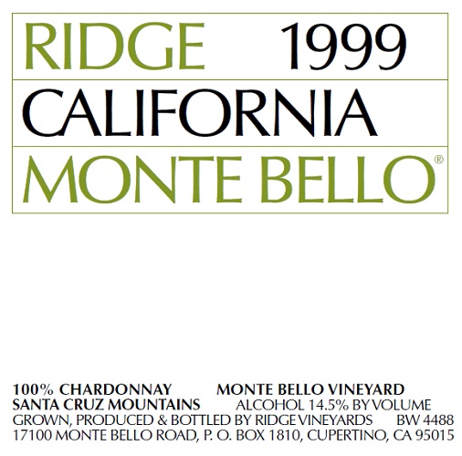 1999 Monte Bello Chardonnay