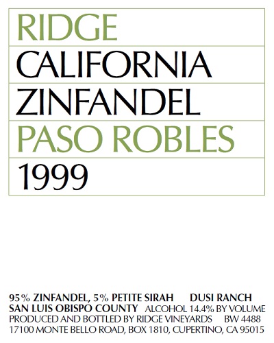 1999 Paso Robles Zinfandel
