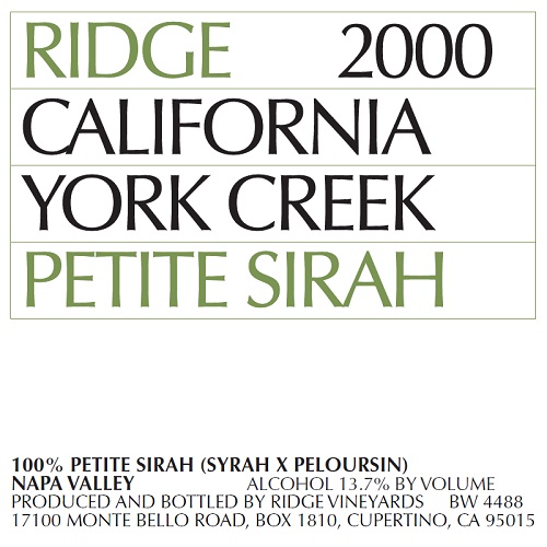 2000 York Creek Petite Sirah
