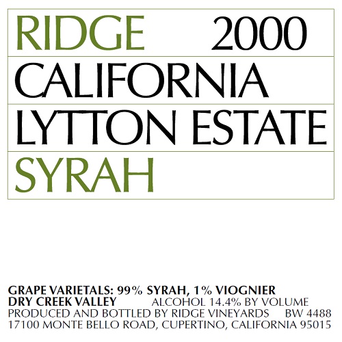 2000 Lytton Estate Syrah