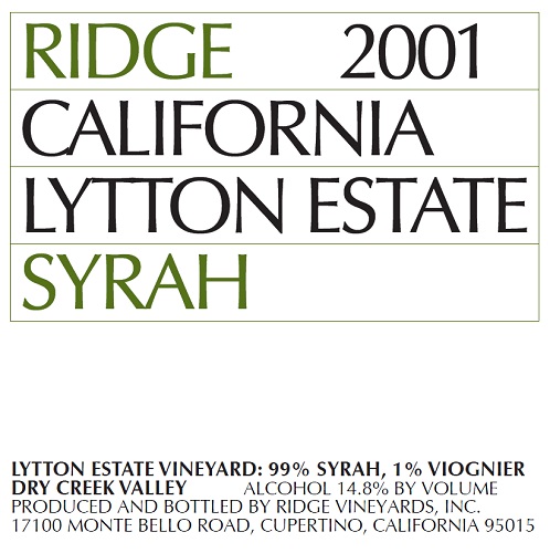 2001 Lytton Estate Syrah