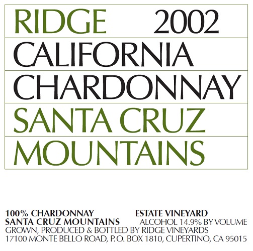 2002 Santa Cruz Mountains Chardonnay