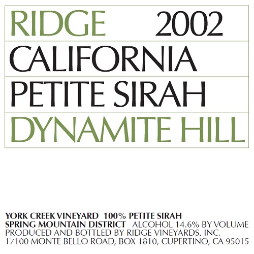 2002 Dynamite Hill Petite Sirah