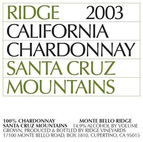 2003 Santa Cruz Mountains Chardonnay