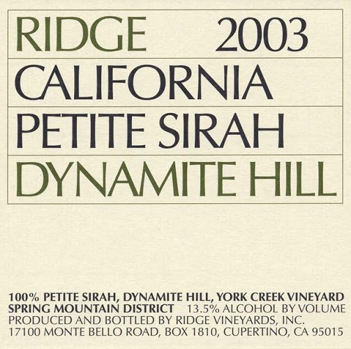 2003 Dynamite Hill Petite Sirah