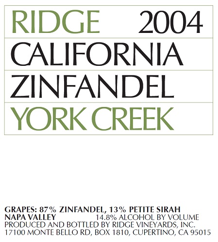 2004 York Creek Zinfandel