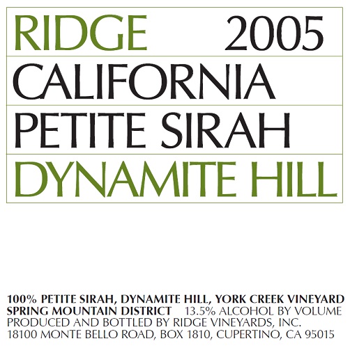 2005 Dynamite Hill Petite Sirah