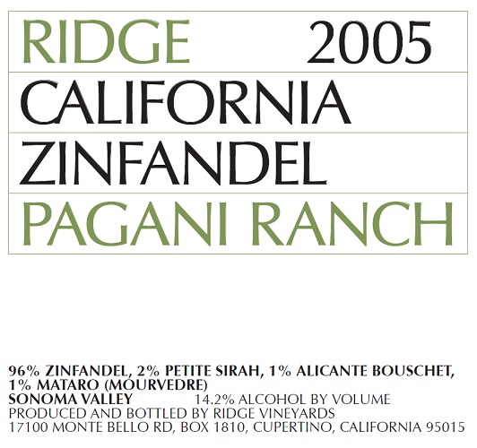 2005 Pagani Ranch Zinfandel