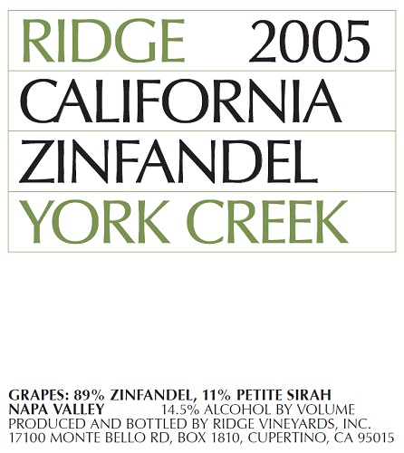 2005 York Creek Zinfandel