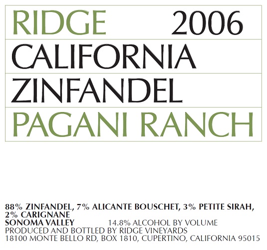 2006 Pagani Ranch Zinfandel