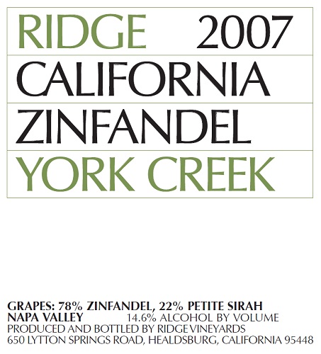 2007 York Creek Zinfandel