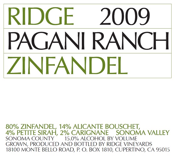 2009 Pagani Ranch Zinfandel