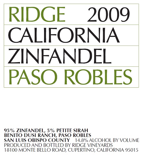 2009 Paso Robles Zinfandel