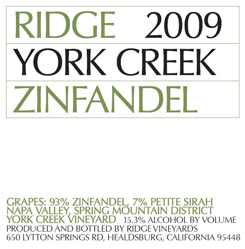 2009 York Creek Zinfandel