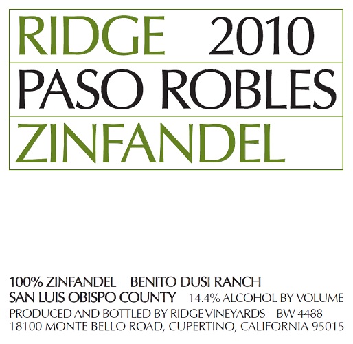 2010 Paso Robles Zinfandel