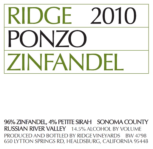 2010 Ponzo Zinfandel