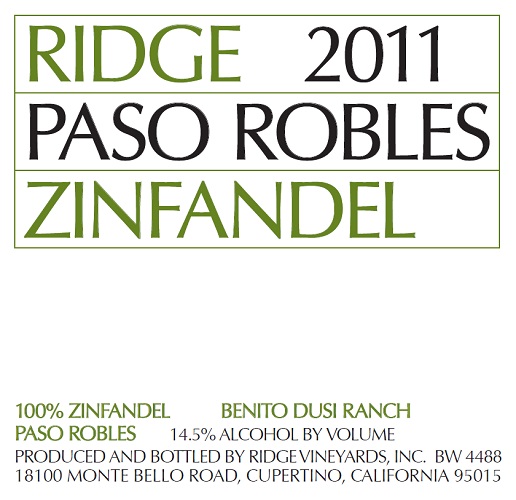 2011 Paso Robles Zinfandel