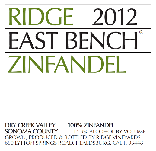 2012 East Bench Zinfandel