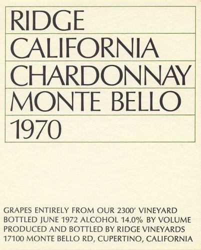 1970 Monte Bello Chardonnay
