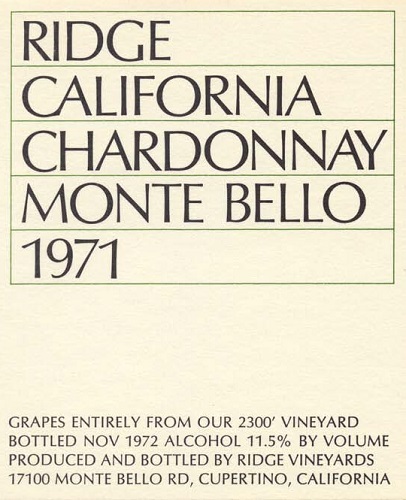 1971 Monte Bello Chardonnay