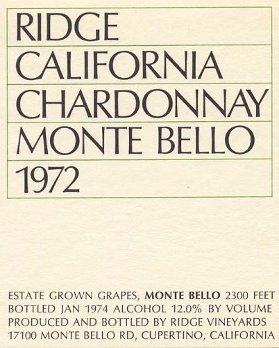 1972 Monte Bello Chardonnay