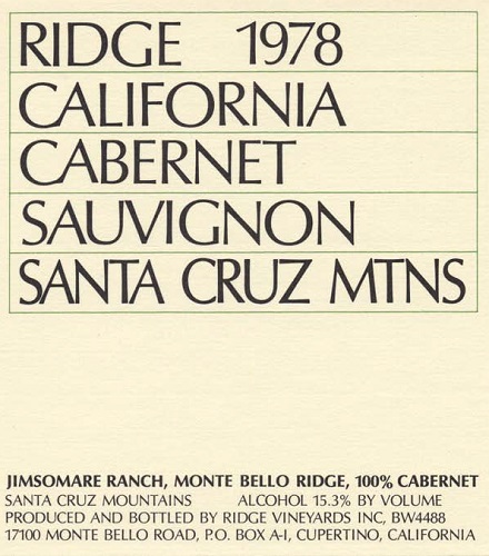 1978 Santa Cruz Mountains Cabernet