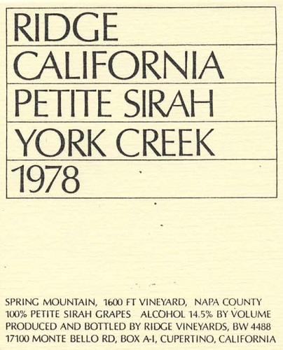 1978 York Creek Petite Sirah