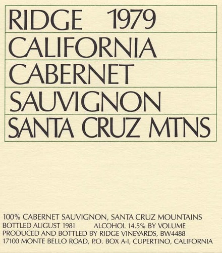 1979 Santa Cruz Mountains Cabernet Sauvignon