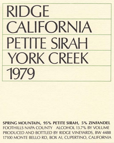 1979 York Creek Petite Sirah