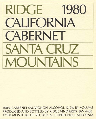 1980 Santa Cruz Mountains Cabernet