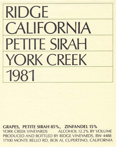 1981 York Creek Petite Sirah