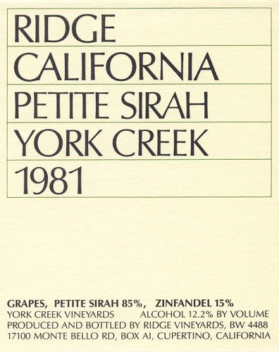 1981 York Creek Petite Sirah