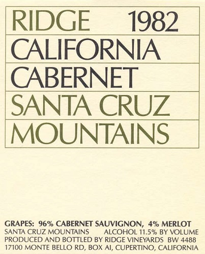 1982 Santa Cruz Mountains Cabernet