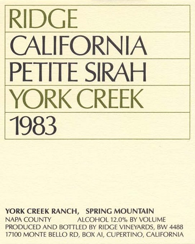 1983 York Creek Petite Sirah
