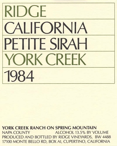 1984 York Creek Petite Sirah