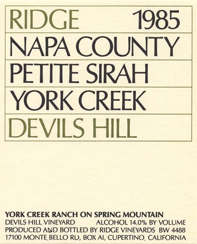 1985 Devils Hill Petite Sirah