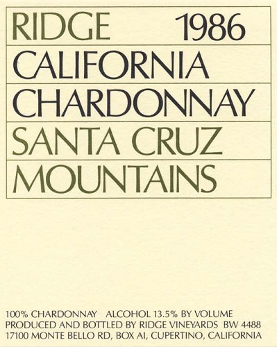 1986 Santa Cruz Mountains Chardonnay