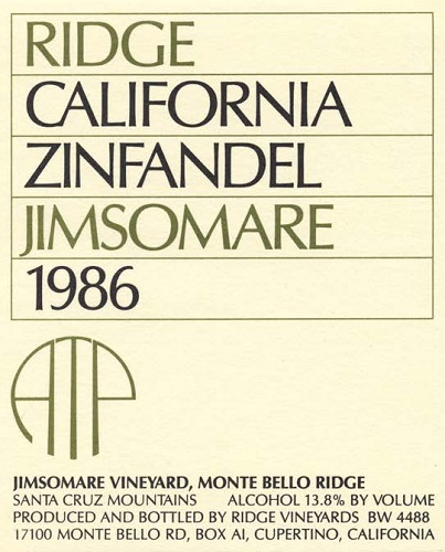 1986 Jimsomare Zinfandel