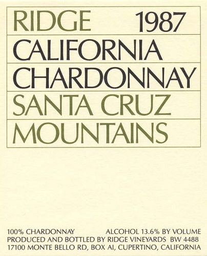 1987 Santa Cruz Mountains Chardonnay