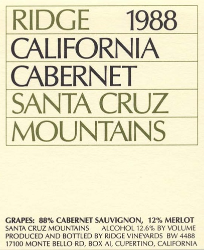 1988 Santa Cruz Mountains Cabernet Sauvignon