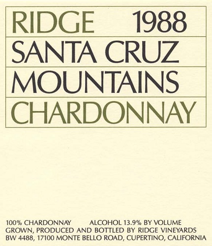 1988 Santa Cruz Mountains Chardonnay