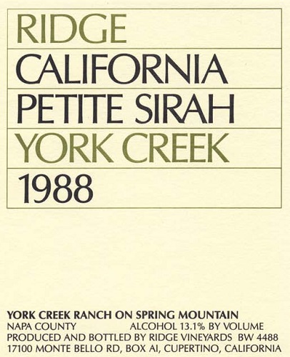 1988 York Creek Petite Sirah