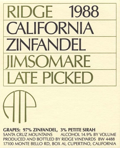 1988 Jimsomare Zinfandel