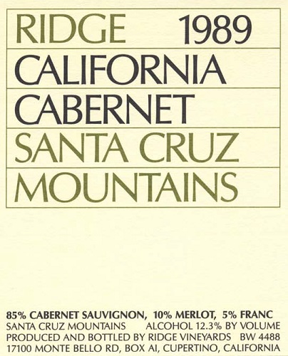1989 Santa Cruz Mountains Cabernet