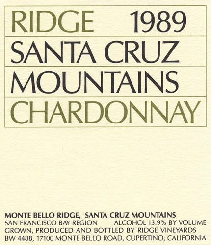 1989 Santa Cruz Mountains Chardonnay