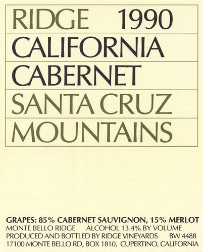1990 Santa Cruz Mountains Cabernet