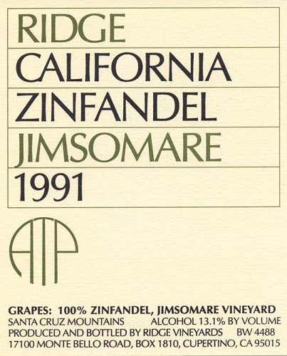 1991 Jimsomare Zinfandel