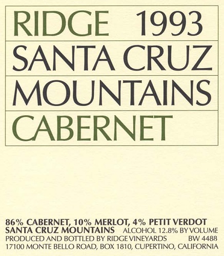 1993 Santa Cruz Mountains Cabernet